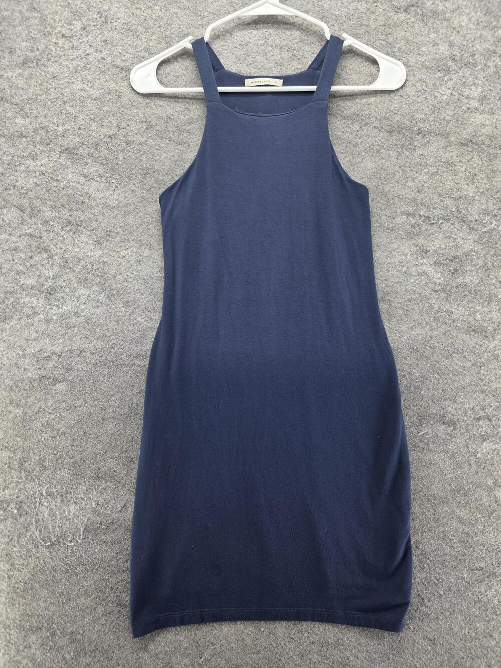 Marine Layer Dress Womens S Blue Bodycon Tank Short Halter Jersey Stretch